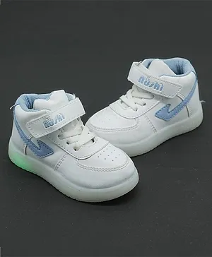 FEETWELL SHOES Colour Blocked & Velcro Closure LED  Party Shoes - White & Blue