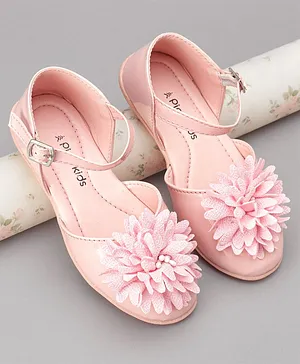 Pine Kids Belly Shoes Floral Applique - Pink
