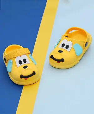 Yellow Bee Puppy Face Slingback Clogs - Yellow