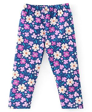 Babyhug Cotton Lycra Full Length Leggings With Floral Print & Polka Dots Print Pack Of 5 - Multicolour