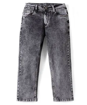 Pine Kids Cotton Elastane Woven Full Length Solid Color Jeans - Black