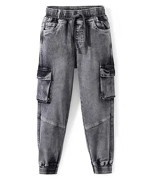 Pine Kids Cotton Woven Full Length Solid Color Denim Jeans - Black