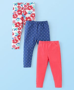 Babyhug Cotton Lycra Knit Full Length Leggings With Strech Floral Print Pack of 3 - Multicolor Babyhug Cotton Lycra Knit Full Length Leggings With Strech Floral Print Pack of 3 - Multicolor
