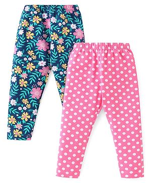 Babyhug Cotton Lycra Knit Stretchable Leggings Floral Print Pack of 2 - Multicolor Babyhug Cotton Lycra Knit Stretchable Leggings Floral Print Pack of 2 - Multicolor