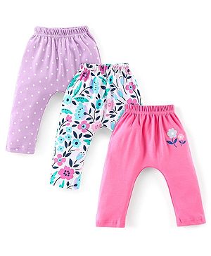 Babyhug Cotton Interlock Knit Full Length Diaper Legging Floral Print Pack of 3 - Multicolor Babyhug Cotton Interlock Knit Full Length Diaper Legging Floral Print Pack of 3 - Multicolor