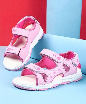 Cute Walk by Babyhug Velcro Closure Sandals with Floral Print - Pink