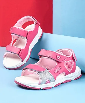 Cute Walk by Babyhug Slip On Sandals with Velcro Closure - Fuchsia main image 0