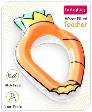 Babyhug Water Filled PVC Carrot Shape Teether- Orange