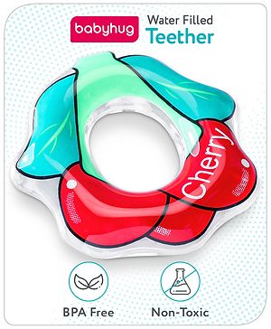 Babyhug Water Filled PVC Cherry Shape Teether- Red & Green