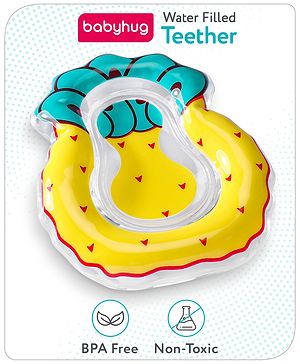 Babyhug Water Filled PVC Pineapple Shape Teether- Yellow & Green