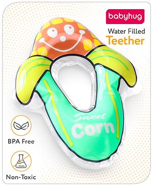 Babyhug Water Filled PVC Corn Shape Teether- Yellow & Green