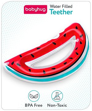 Babyhug Water Filled PVC Water Melon Shape Teether- Red