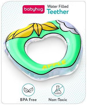 Babyhug Water Filled PVC Apple Shape Teether- Yellow & Green
