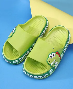 Babyoye Slip On Sliders with Dino Applique - Green
