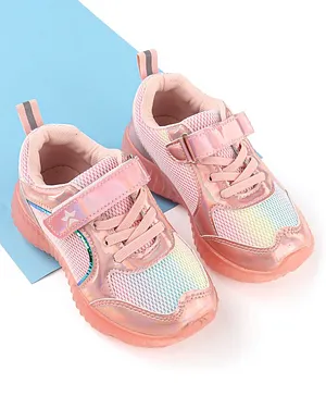 Cute Walk by Babyhug Holographic Sneakers with Velcro Closure - Pink
