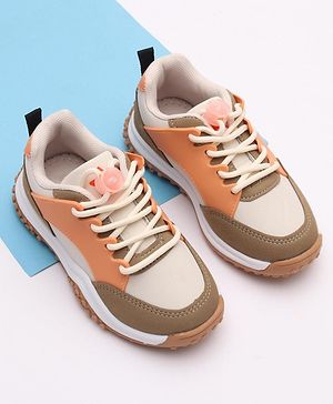 Cute Walk by Babyhug Sneakers With Lace Closure Solid - Beige