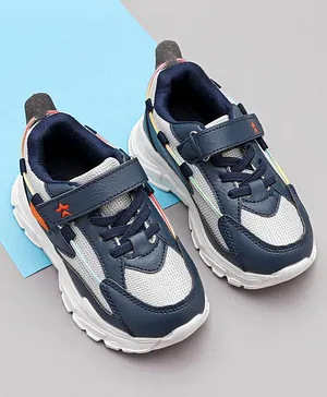 Cute Walk by Babyhug Solid Sneakers with Velcro Closure- Navy Grey