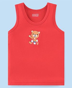 Babyhug 100% Cotton Single Jersey Knit Sleeveless Sando Stripes & Bear Print Pack Of 3 - Multicolor