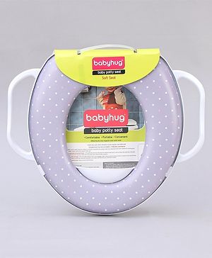 Babyhug Soft Potty Seat With Handle & White Dots  Print - Light Grey