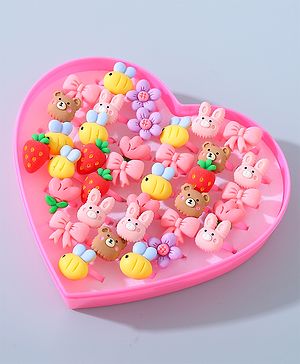 Babyhug Free Size Animals & Bow Shaped Finger Ring Sets Pack of 36 - Multicolour
