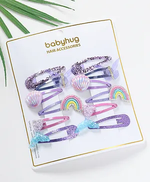 Babyhug Snap Clips with Rainbow Applique Free Size Pack of 12 - Multicolour