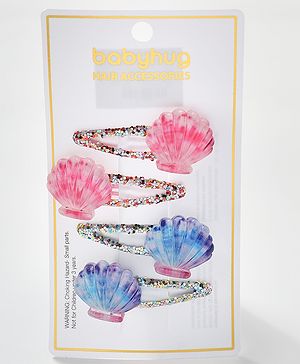 Babyhug Set of 4 Snap Clips with Shell Applique - Multicolor