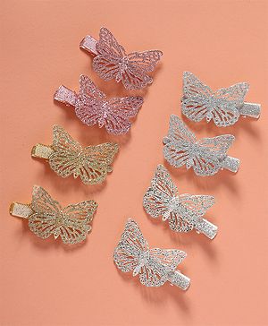 Babyhug Bow & Butterfly Clips  Free Size Pack of 8 - Multicolour