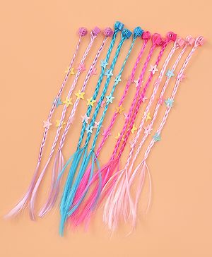 Pine Kids Free Size Stars Applique Hair Extensions with Clips Pack of 12 - Multicolor