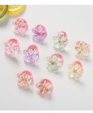Babyhug Free Size Floral Applique Rubber Band Set Pack of 10 - Multicolor