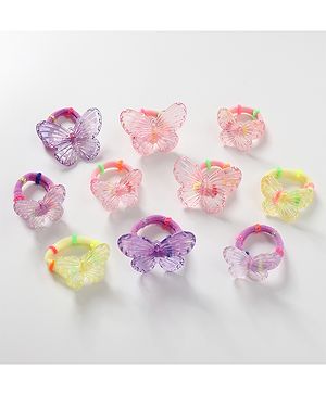 Babyhug Free Size Butterfly Applique Rubber Band Set Pack of 10 - Multicolor