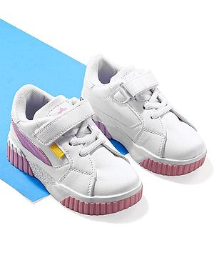 Cute Walk by Babyhug Color Block Sneakers with Velcro Closure - White