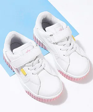 Cute Walk by Babyhug Color Block Sneakers with Velcro Closure - White