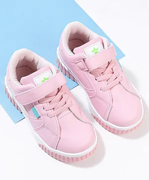 Cute Walk by Babyhug Color Block Sneakers with Velcro Closure - Pink