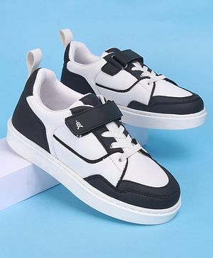 Pine Kids Casual Shoes with Velcro Closure - White & Black