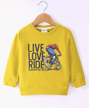Lazy Bones Looper Full Sleeves Sweatshirt Cycle Printed - Pineapple Yellow