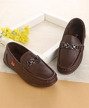 Cute Walk by Babyhug Slip On Formal & Partywear Shoes with Applique - Coffee