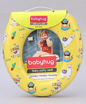 Babyhug Soft Potty Seat With Handle Mama Print - Yellow