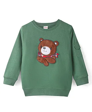 Babyhug Full Sleeves Sweatshirt with Bear Applique Detailing - Olive Green