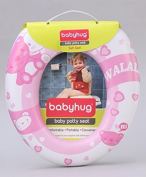 Babyhug Soft Potty Seat Teddy Bear Print- Pink and White