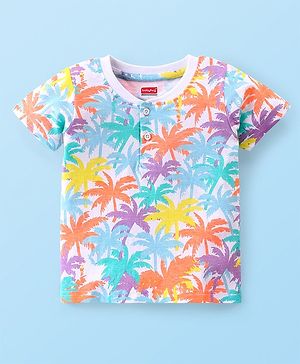 Babyhug Cotton Half Sleeves T-Shirt with Tree Graphics Print - White