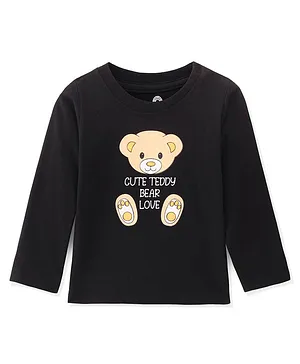 Doodle Poodle 100% Cotton Full Sleeve Teddy Printed T-Shirt -Black