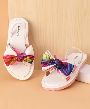 Babyoye Sandals with Back Strap Closure & Bow Applique - Pink