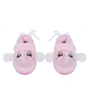 CrayonFlakes Animals Face Detailed With Rubber Soul Booties - Pink