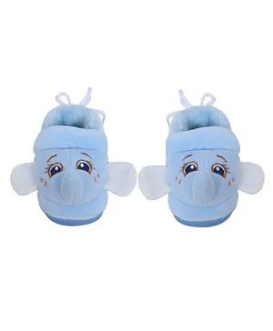 CrayonFlakes Animals Face Detailed With Rubber Soul Booties - Blue