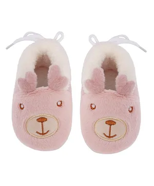 CrayonFlakes Animals Face Detailed Booties - Pink