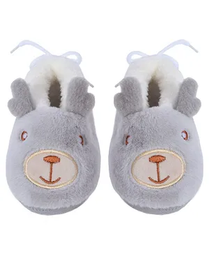 CrayonFlakes Animals Face Detailed Booties - Light Blue