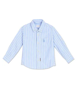 US Polo Assn Cotton Knit Full Sleeves Shirt Striped - Blue