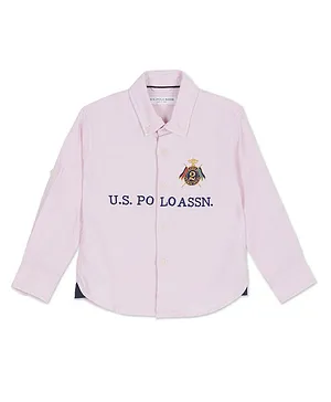 US Polo Assn Cotton Knit Full Sleeves Shirt With Logo Embroidery - Pink