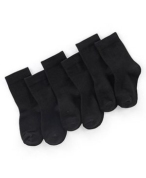 Cute Walk by Babyhug Anti Bacterial Cotton Knit Below Knee Length Socks Solid Colour Pack Of 3- Black