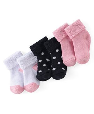Cute Walk by Babyhug Anti Bacterial Ankle Length Socks Solid Color Pack Of 3- Multicolor